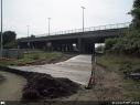 Werken kruispunt Cosmos Zelzate, fietspad richting Gent
